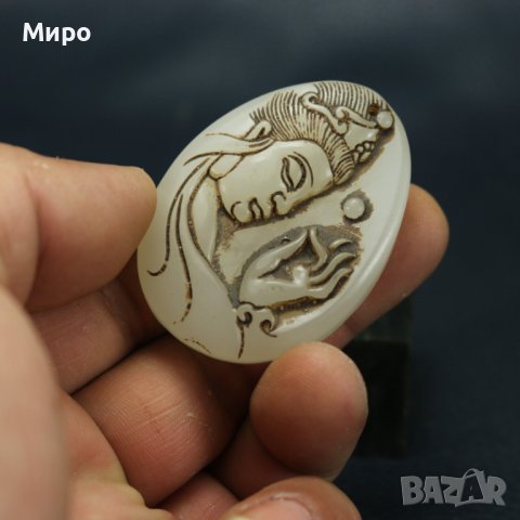 Гуанин Бодхисатва ??? БУДА ???  АЗИАТСКА БОГИНЯ НЕФРИТ МЕДАЛЬОН ВИСУЛКА , снимка 4 - Колиета, медальони, синджири - 40603908