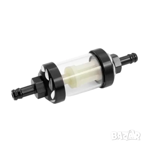 Прозрачен горивен филтър за маркуч 8 mm черен