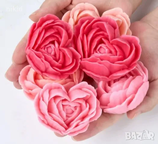3d Сърце от листа рози роза силиконов молд форма шоколад гипс смола свещ сапун декор, снимка 5 - Форми - 49320297