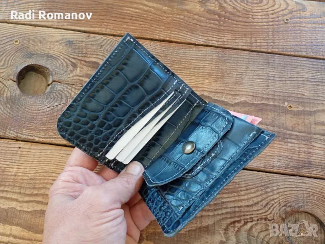 Ръчно изработен мъжки кожен портфейл , снимка 2 - Подаръци за мъже - 56253108
