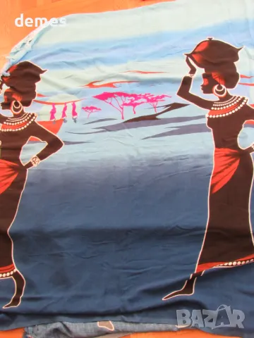 Класически етиопски шал син цвят с щампа-GABI, снимка 2 - Колекции - 50099183