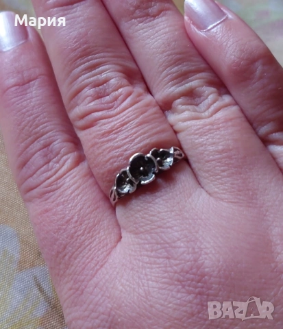 Сребърен пръстен с цветя, снимка 5 - Пръстени - 53056795