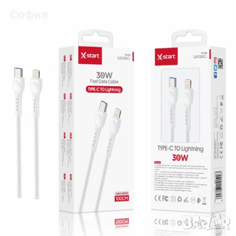 Кабел за  бързо зареждане, SJX315CL, 30W , 100cm ,type C  to lighthning, снимка 1