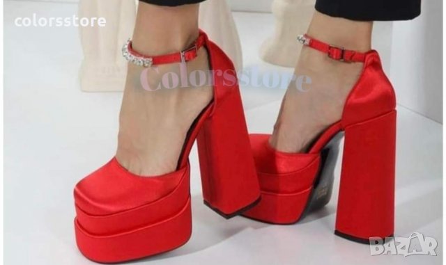 Червени сатенени сандали, снимка 2 - Сандали - 35875759