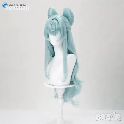 Висококачествена аниме перука Genshin Impact Yumemizuki Mizuki в ментово зелено, снимка 8 - Аксесоари за коса - 50309379