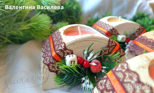 Ръчно изработени коледни свещници, снимка 3 - Декорация за дома - 52182595