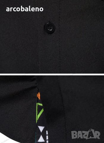 Мъжка лятна модна риза с къси ръкави и цветни блокове, 2цвята, снимка 13 - Ризи - 41309222