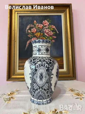 Прекрасна Delft ваза в перфектно състояние.Маркирана., снимка 5 - Вази - 49688371