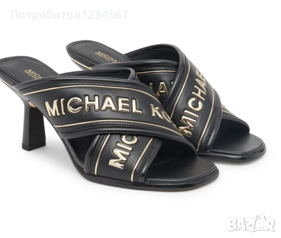 НОВИ уникални чехли на ток MICHAEL KORS 36 н, закупени за 338 лв, снимка 3 - Чехли - 51372523