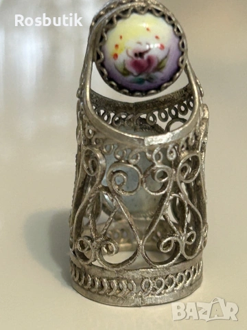 Чуден съветски напръстник филигранен финифт от мелхиор , снимка 4 - Пръстени - 53322733