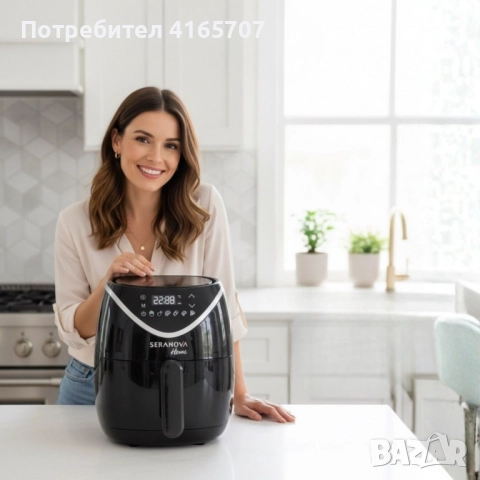 Фритюрник с горещ въздух (Air Fryer) Seranova, 5L, 2000W, Дигитален сензорен дисплей, снимка 3 - Фритюрници - 52840636