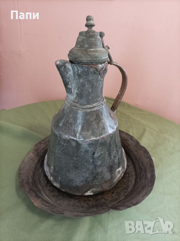 Стар,меден ибрик+медна купа