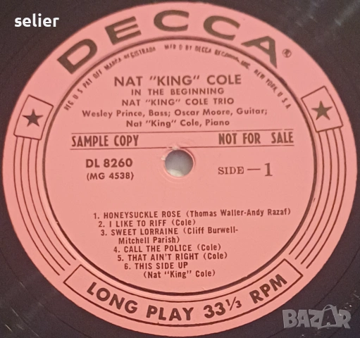 Nat 'King' Cole Trio – In The Beginning Издание 🇺🇸 USA 1956г PROMO издание Състояние на винила:VG+, снимка 3 - Грамофонни плочи - 53070383