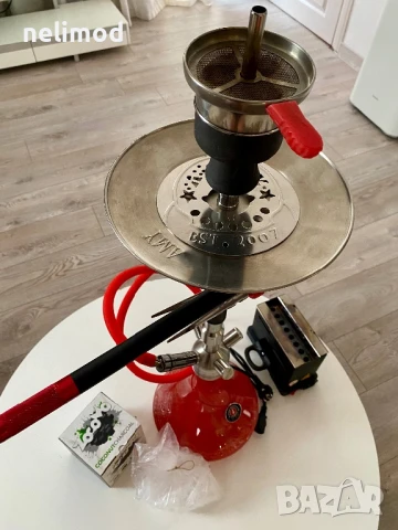 Amy Deluxe -  SS06 Неръждаема стомана/Червено , пълен комплект, снимка 2 - Наргилета - 50446489