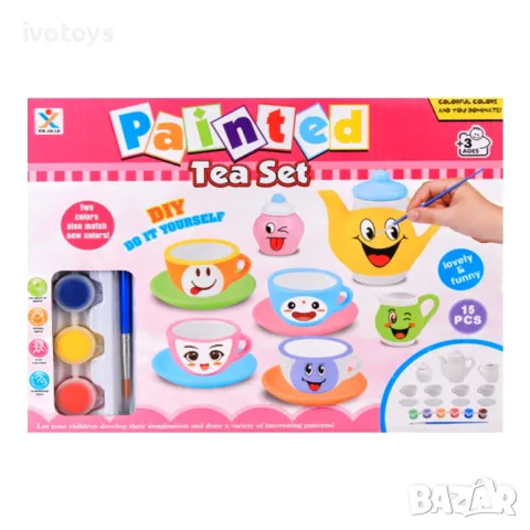 Порцеланов чаен сервиз за оцветяване - Код 3563