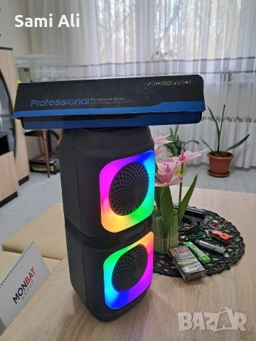 ЧИСТО НОВА Караоке Тонколона с 2 Безжични Микрофона – Пълен Комплект, снимка 6 - Аксесоари и консумативи - 53840494