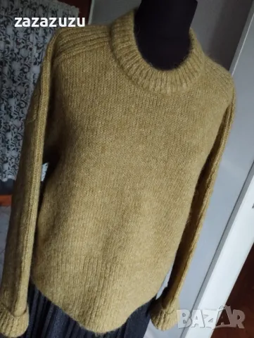 H&M алпака и вълна дамски пуловер цвят горчица, снимка 2 - Блузи с дълъг ръкав и пуловери - 47472619