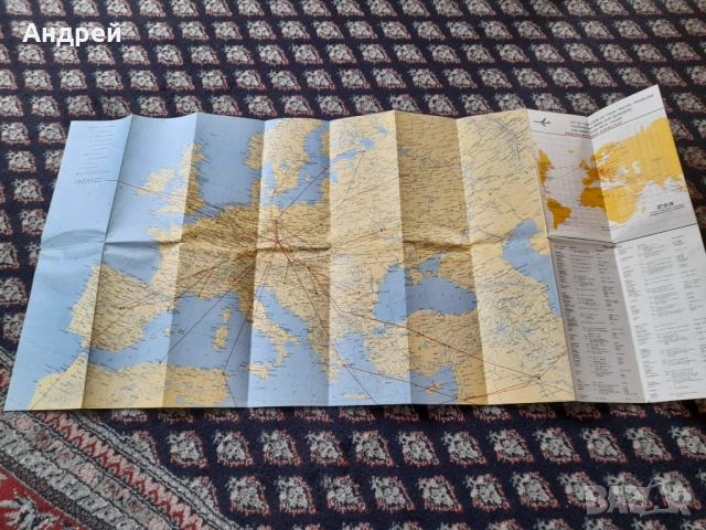 Стара карта авиокомпания CSA, снимка 3 - Други ценни предмети - 53369586