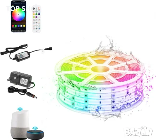 TENDIST 15M RGB Външни LED ленти, LED въжени светлини IP67, Дистанционно, Smart 24V WiFi