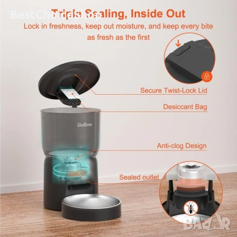 Balimo Автоматична хранилка за котки 3L WiFi  , снимка 10 - За котки - 53616658