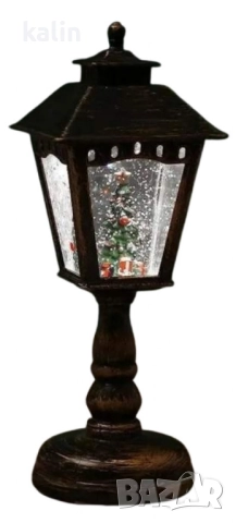 Коледен декоративен фенер с падащ сняг и светодиодно осветление, снимка 2 - Декорация за дома - 51545971