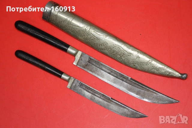 Сет 2 османски ножчета с оригинална двойна кания ., снимка 6 - Антикварни и старинни предмети - 51626675