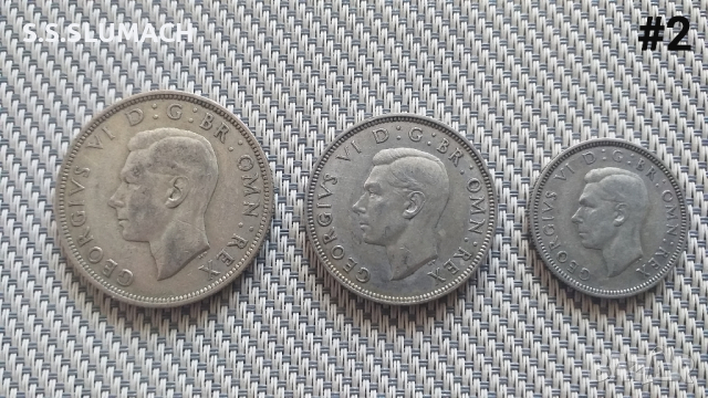   СРЕБЪРНИ МОНЕТИ 1940г 1,2 ШИЛИНГА и 1/2 крона, снимка 1