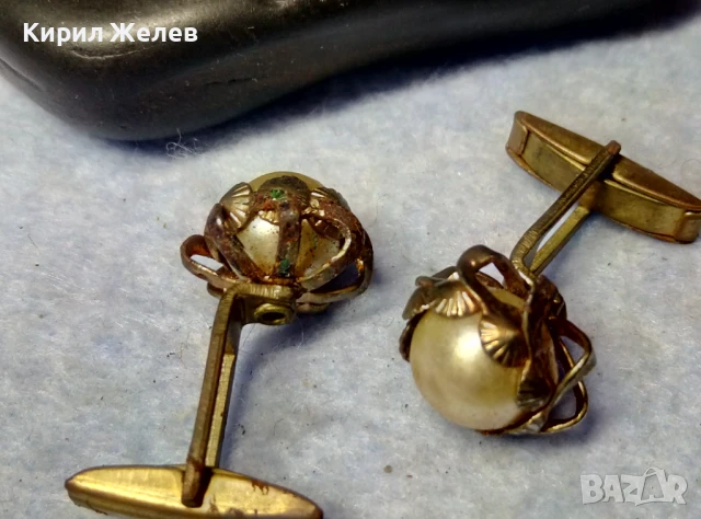 СТАРИННИ МЕСИНГОВИ ПЕРЛЕНИ БУТОНЕЛИ РЕТРО КОПЧЕТА За БУТОНЕЛИ с БЕЛИ ПЕРЛИ 22176, снимка 6 - Антикварни и старинни предмети - 51280119