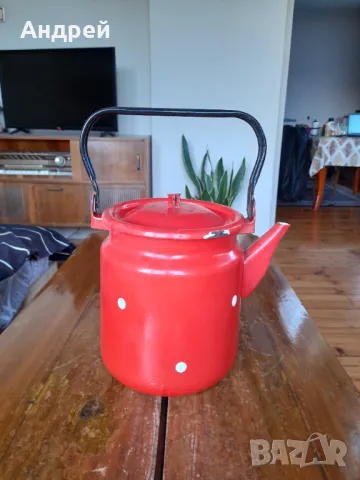 Стар емайлиран чайник #76, снимка 3 - Други ценни предмети - 49131071