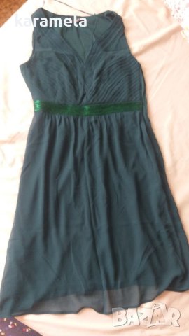 Тъмнозелена рокля С размер, снимка 3 - Рокли - 40955175