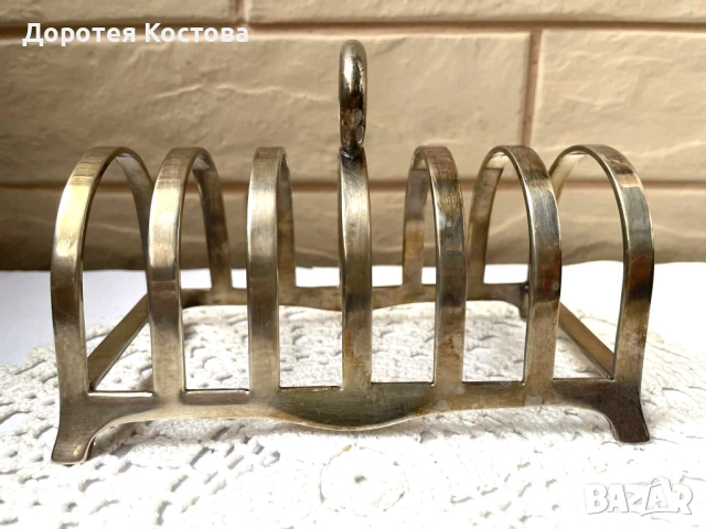 Красива посребрена поставка за 6 филийки от Англия, снимка 2 - Антикварни и старинни предмети - 53332261