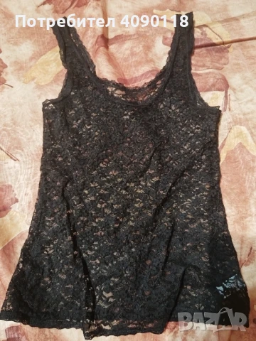  Черен дантелен потник 