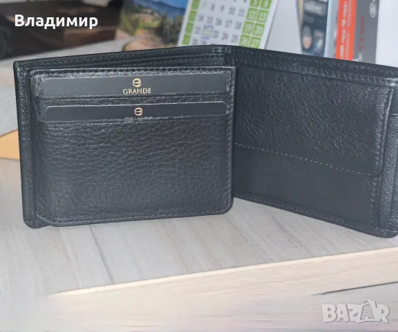 Продавам мъжки кожен портфейл GRANDE, снимка 5 - Портфейли, портмонета - 56113986