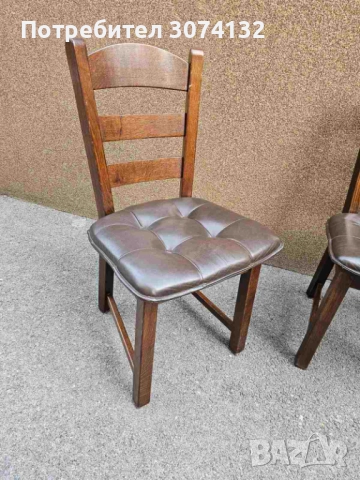 Масивни дъбови трапезни столове с естествена кожа, снимка 4 - Столове - 52856315
