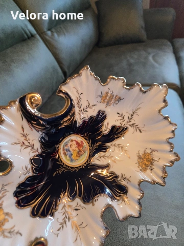 Чиния под формата на листо от ОРИГИНАЛЕН ЧЕШКИ КОБАЛТ, снимка 5 - Чинии - 53180860