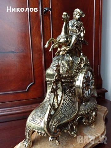 Каминен часовник, месинг, снимка 3 - Антикварни и старинни предмети - 53242685