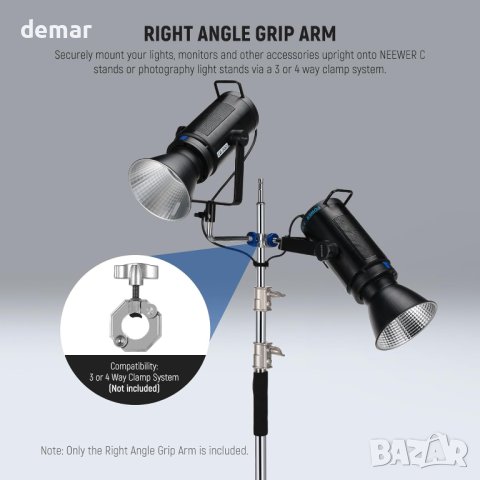 NEEWER 5/8" Правоъгълно захващащо рамо, до 10 кг, UA046, снимка 3 - Чанти, стативи, аксесоари - 44462324
