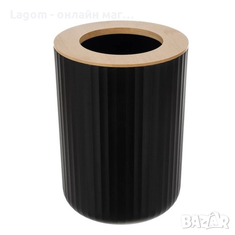 Комплект аксесоари за баня – 6 елемента с бамбукови детайли, Ruhhy 24636, черен цвят, снимка 3 - Органайзери - 52549616