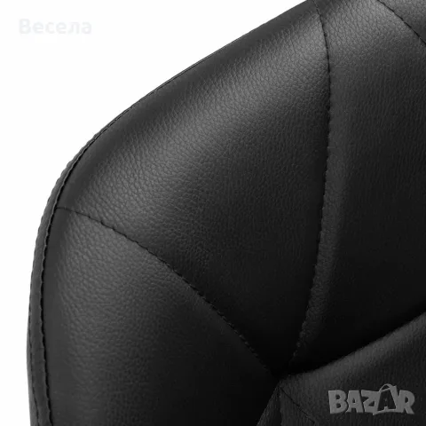 Модерен въртящ се стол за офис и салон, Черна еко кожа, до 120 кг, снимка 9 - Столове - 56061735