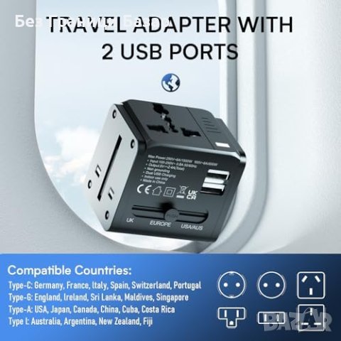 Нов Универсален Пътуване Адаптер: Мощен, Компактен, Световна Съвместимост, снимка 2 - Друга електроника - 44259421