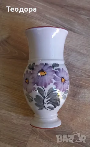 Ретро ръчно рисувана ваза, снимка 3 - Вази - 47424182