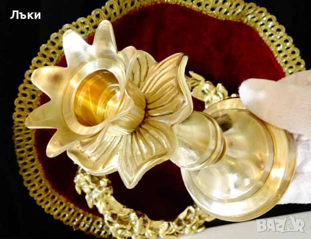 Викториански бронзов свещник,цвете. , снимка 7 - Антикварни и старинни предмети - 52515052