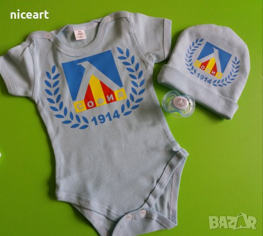 Боди с футболна емблема Левски , снимка 2 - Бодита за бебе - 34142857