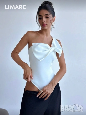 Бяло боди с панделка, снимка 3 - Корсети, бюстиета, топове - 53559823