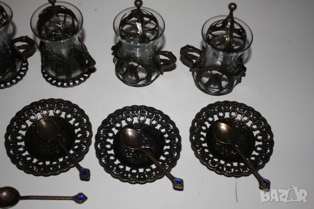 нов сервиз за турски чай Acar(чаши с табли-6бр,чин.-7бр,лъж-7бр)=30лв от Банско, снимка 6 - Чаши - 50969879