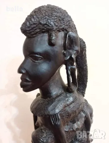 Африканска  фигурална скулптура-Дървото на живота,10  фигури черно африканско дърво абанос , снимка 5 - Антикварни и старинни предмети - 47365178