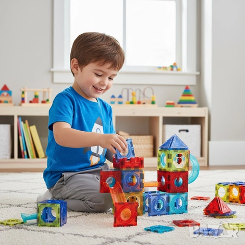 Магнитен конструктор с топчета / Магнитен пъзел - 77, 96, 110 части, снимка 4 - Конструктори - 52167170