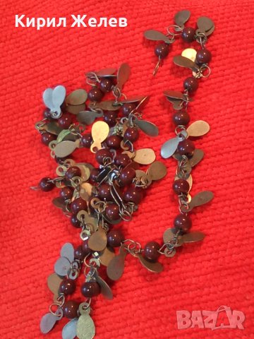 СТАР ПОСРЕБРЕН ЛИСТОВИДЕН с МЪНИСТА ЕТНОГРАФСКИ НАКИТ ГЕРДАНЧЕ КОЛИЕ 41941