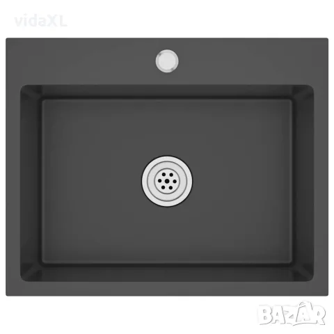 vidaXL Ръчно изработена кухненска мивка, черна, неръждаема стомана