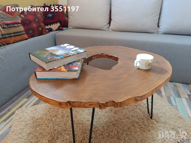 Холна маса от масивен плот с жив ръб, снимка 5 - Маси - 52335573